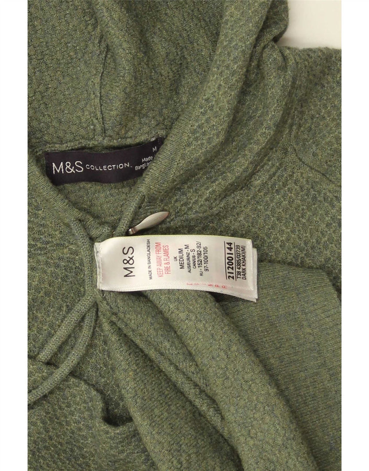 Marks & Spencer Damski sweter rozpinany z kapturem, UK 14, średni zielony poliester