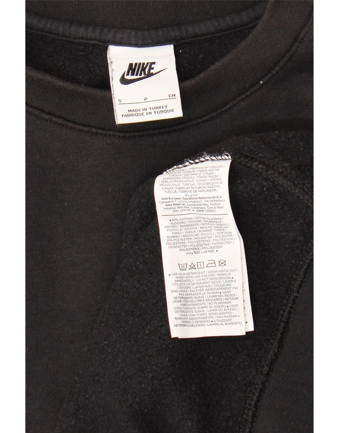 Męski sweter z grafiką NIKE, mały, czarny, bawełniany