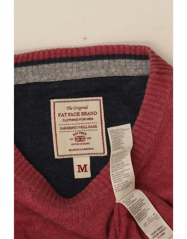 Męski sweter z okrągłym dekoltem Fat Face, średnioczerwony, bawełniany