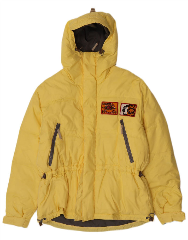 Męska wyściełana kurtka z kapturem i grafiką Charro UK 36, mały, żółty poliester