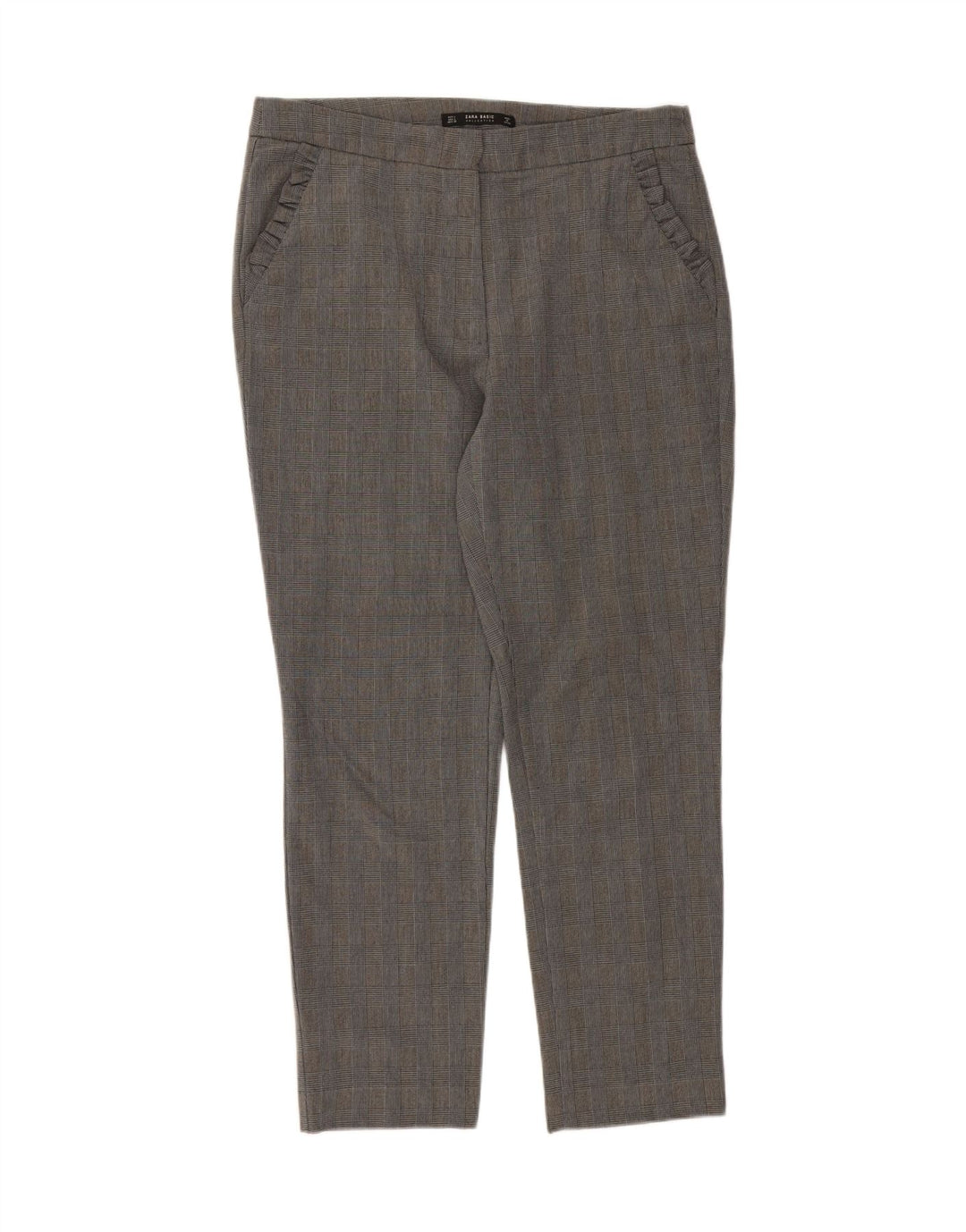 ZARA Womens Slim Cropped Trousers Large W32 L27 Grey Houndstooth Vintage Zara and Second-Hand Zara from Messina Hembry 