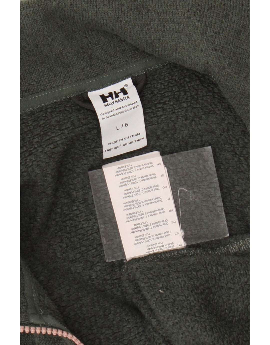 Damska kurtka dresowa HELLY HANSEN UK 16, duża, zielona, z blokami kolorów