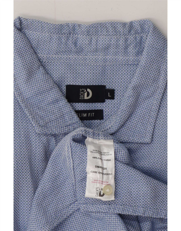 Koszula męska slim fit firmy Dack's, duża, niebieska, bawełniana