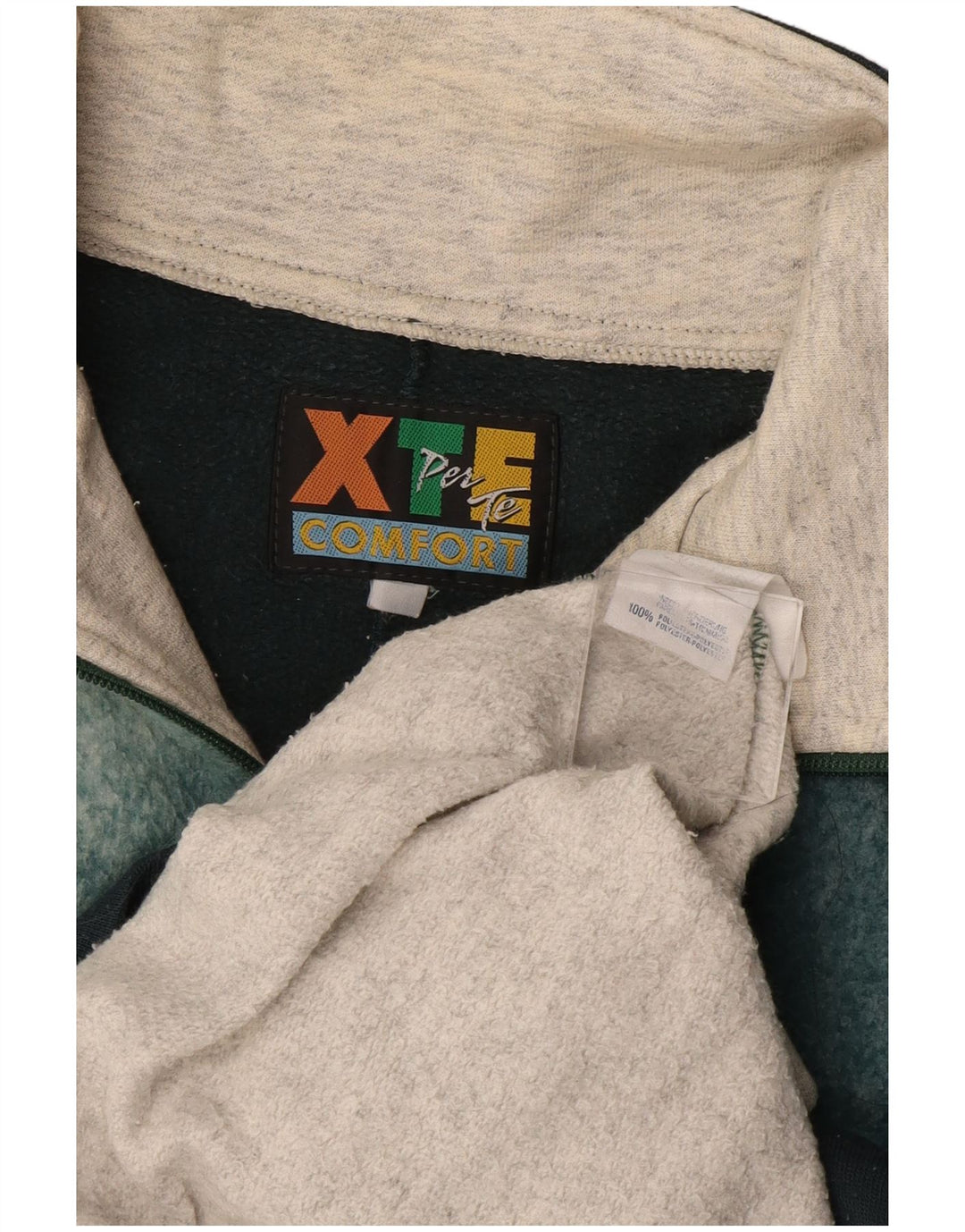 Męski sweter EXTE z grafiką i zamkiem błyskawicznym, duży, szary, z blokami kolorów