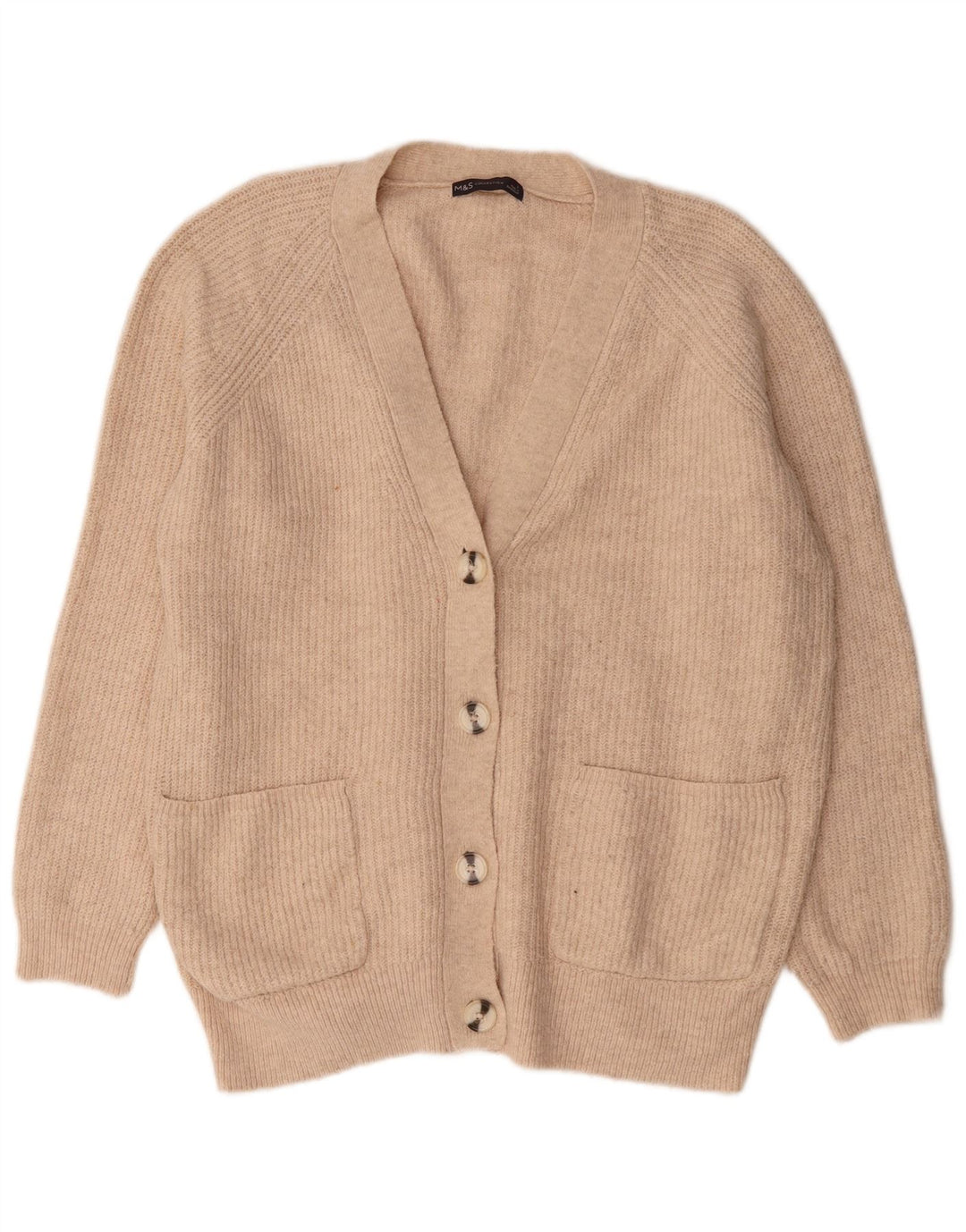 Marks & Spencer Damski sweter oversize UK 16, duży, beżowy, akrylowy