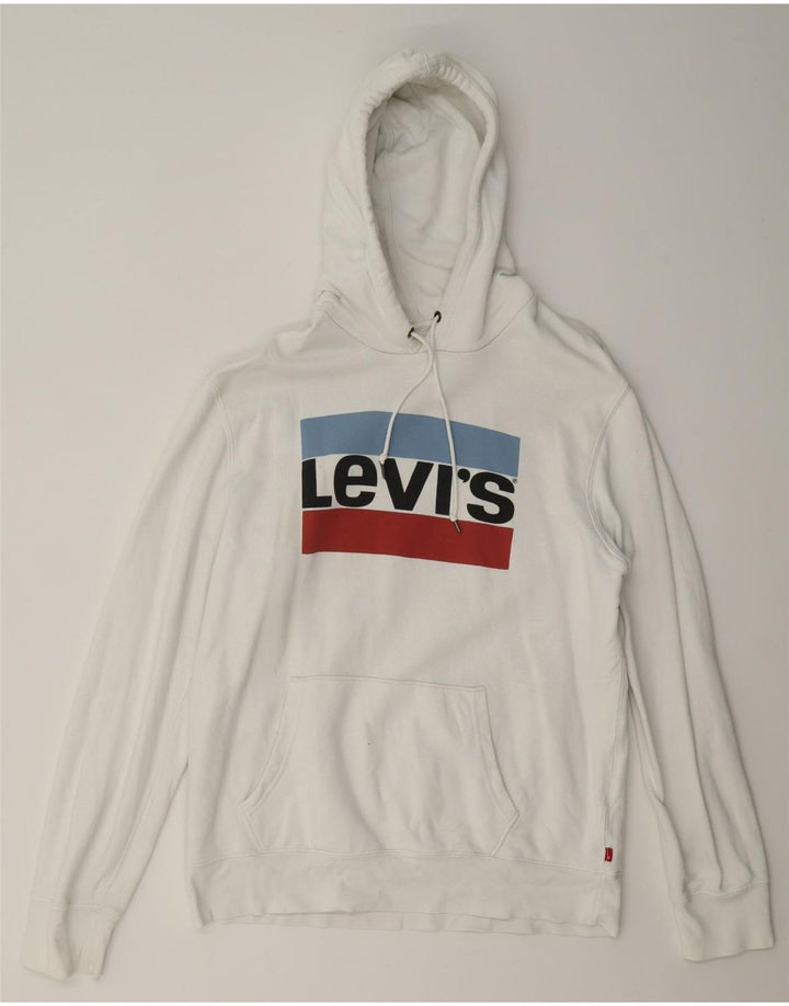 Męski sweter z kapturem Levi's z grafiką, duży, biały, bawełniany