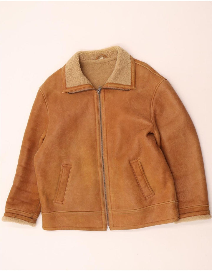 Męska kurtka Shearling David Moore EU 50, duża, brązowa kurtka Shearling