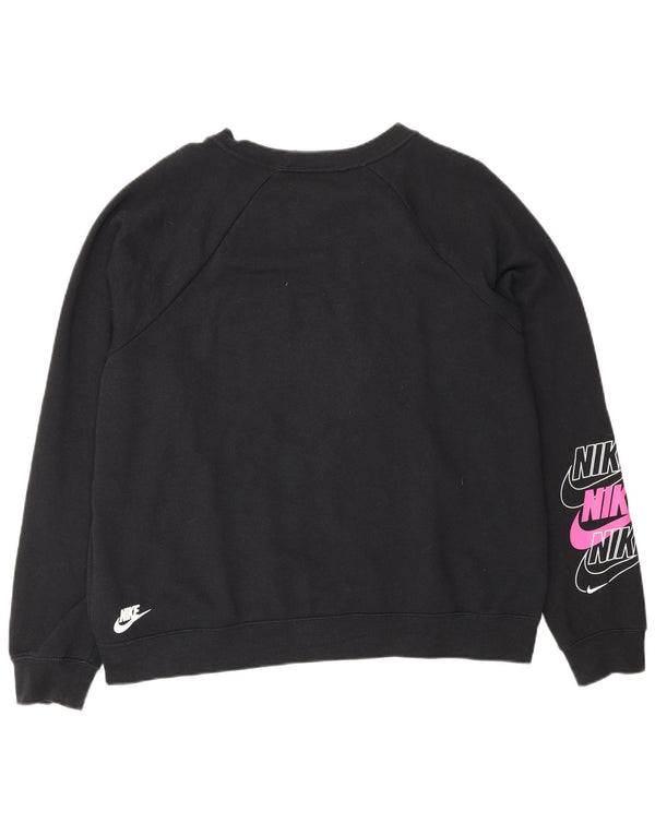 Damska bluza dresowa Nike Oversized Graphic UK 16, duża, czarna, bawełniana