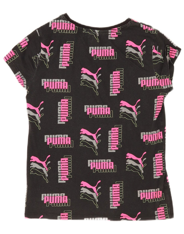 T-shirt dziewczęcy Puma z grafiką, rozmiar 12-13 lat, czarny, bawełniany