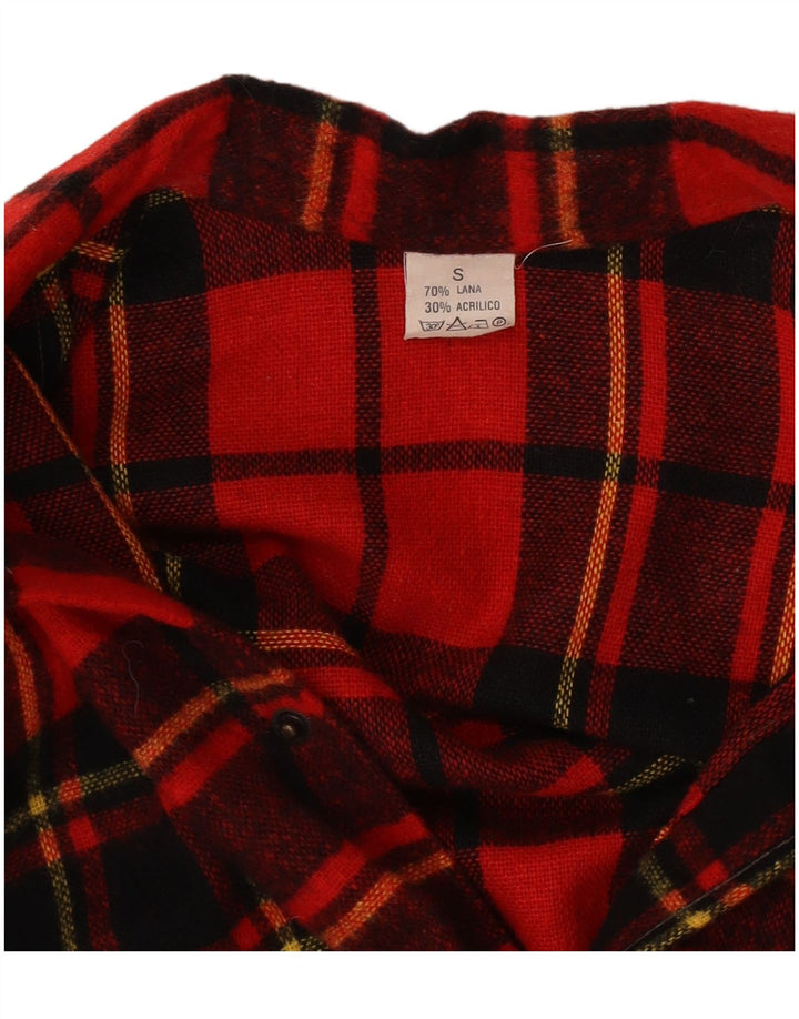 Vintage męska koszula flanelowa w małą czerwoną kratę wełnianą
