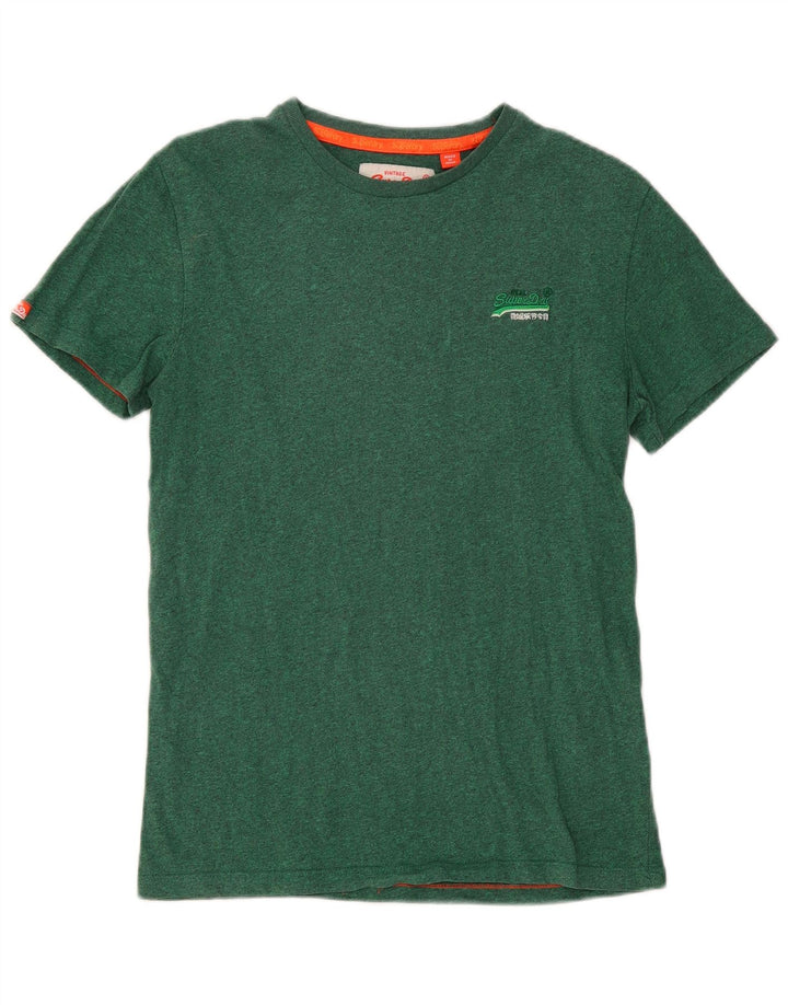 T-shirt męski Superdry, mały, zielony, bawełniany w plamki