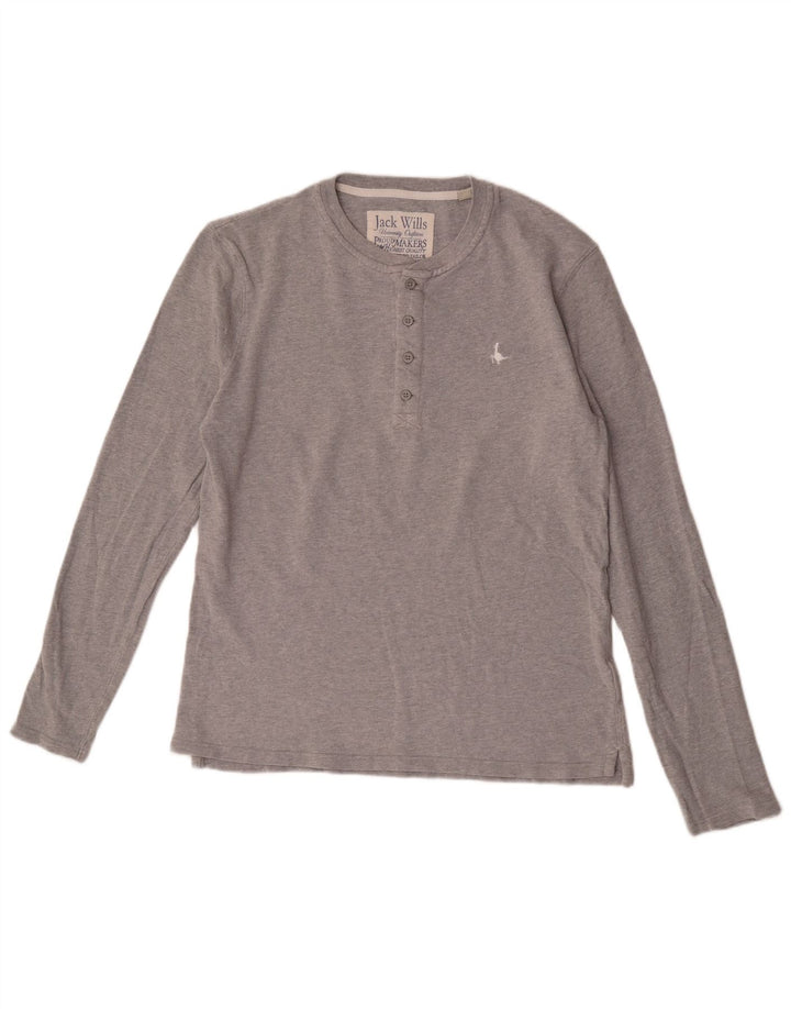 Jack Wills Męski top z długim rękawem, średnioszary, bawełniany