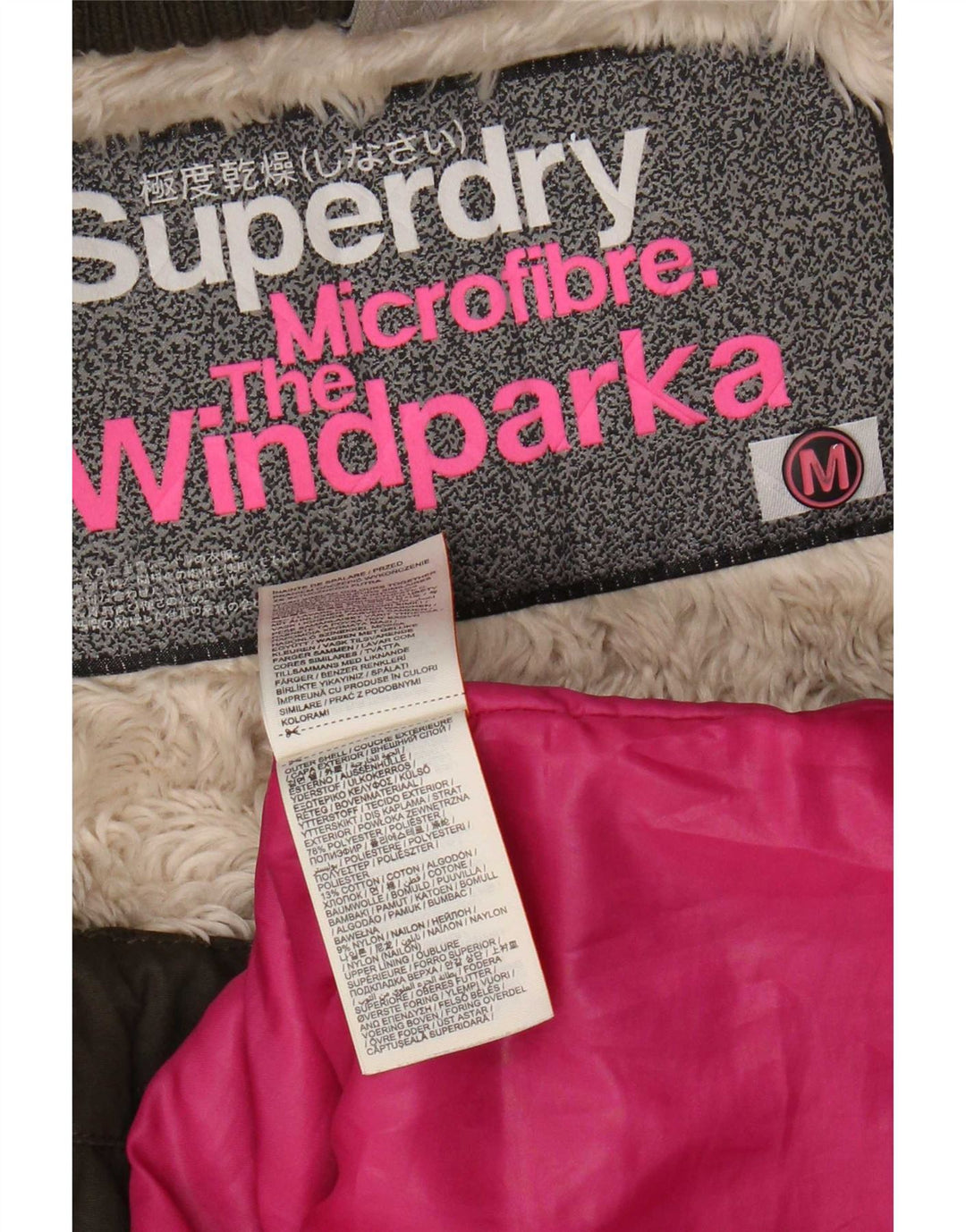 Superdry damska kurtka parka z kapturem UK 14 Medium Khaki poliester