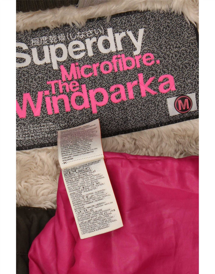 Superdry damska kurtka parka z kapturem UK 14 Medium Khaki poliester