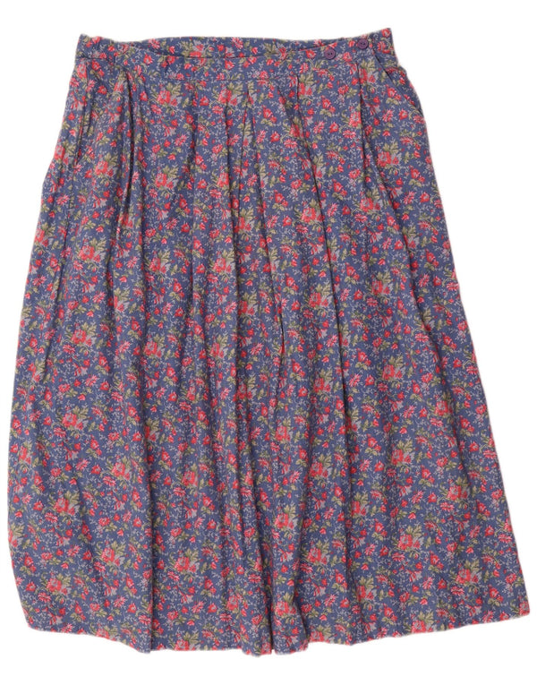 Rozkloszowana spódnica damska z kolekcji Country UK 18 XL W34 Niebieska bawełniana w kwiaty