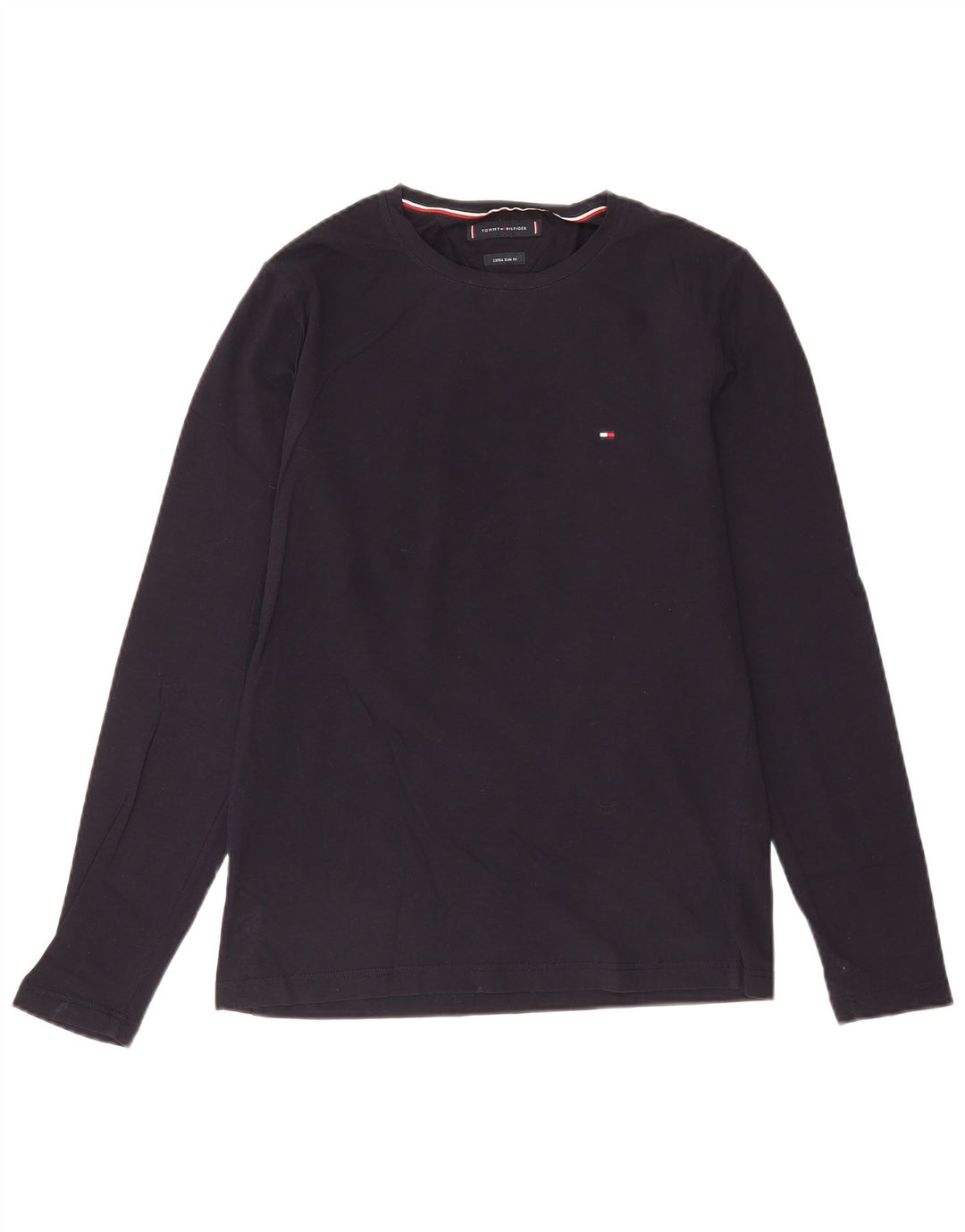 Tommy Hilfiger Męski, wyjątkowo wąski top z długim rękawem, średnio granatowy, bawełniany