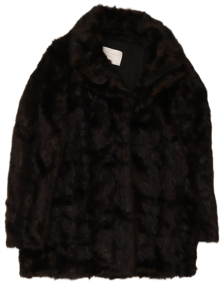Zara Damski płaszcz oversize ze sztucznego futra UK 10, mały, brązowy, poliestrowy, zimowy