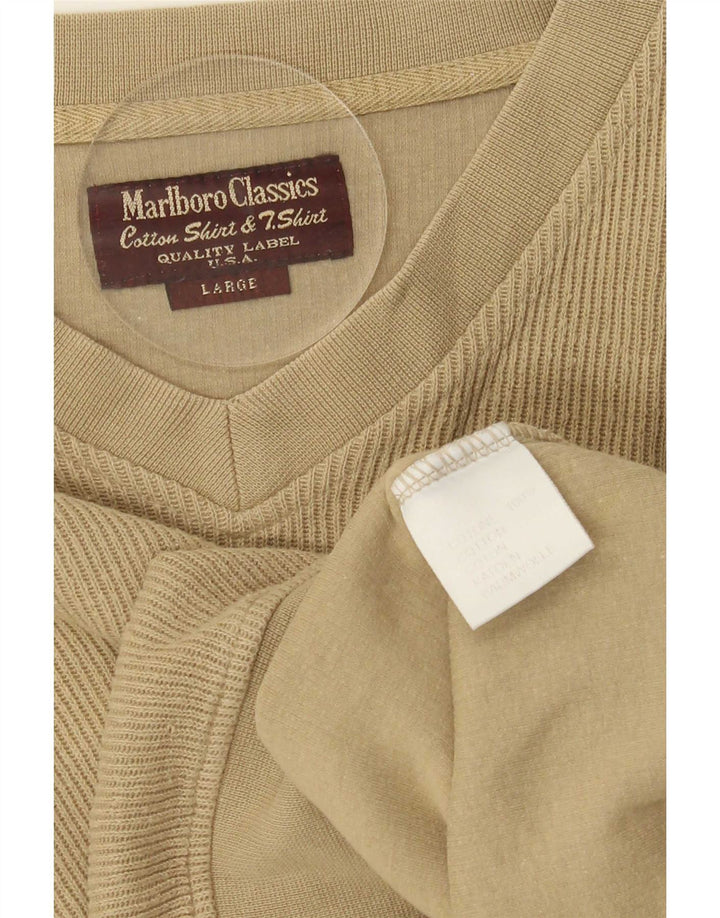 Marlboro Classics Męski top z długim rękawem, duży, bawełniany khaki