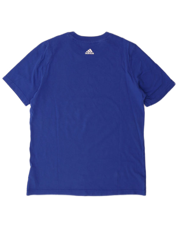 Chłopięcy T-shirt z grafiką ADIDAS, 13-14 lat, niebieska bawełna