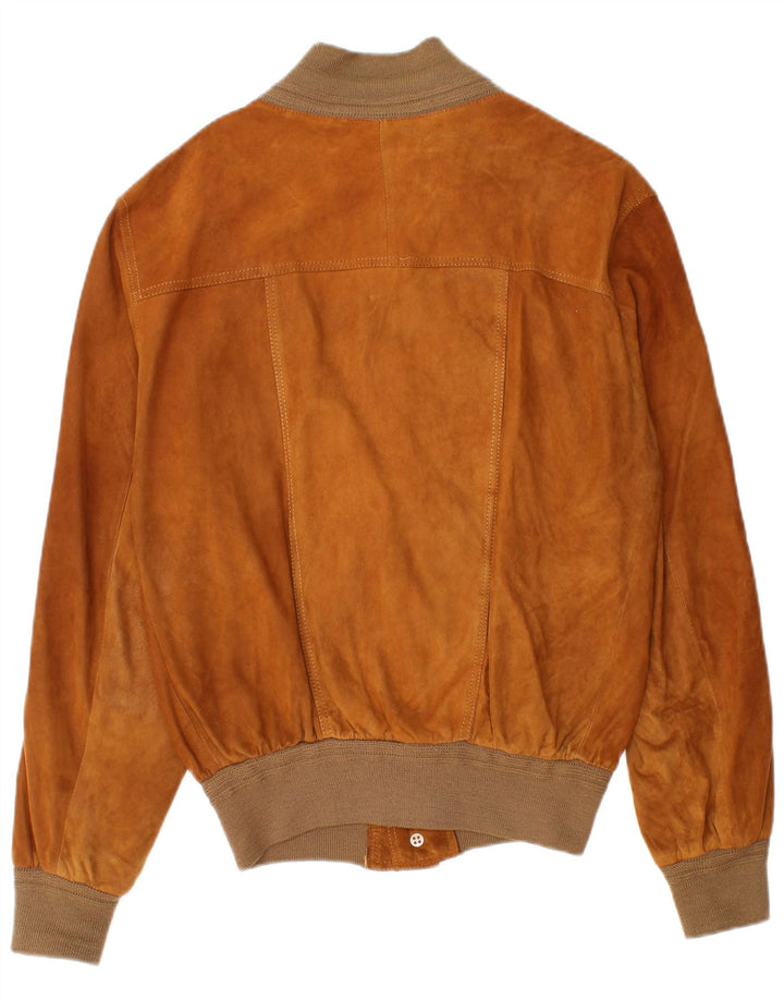 Męska zamszowa kurtka bomber w stylu vintage IT 50, duża brązowa