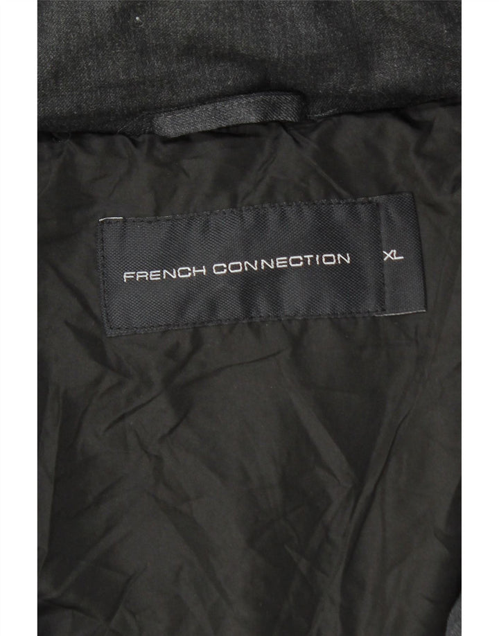 Męska ocieplana kurtka z kapturem French Connection UK 42 XL, czarna wełna