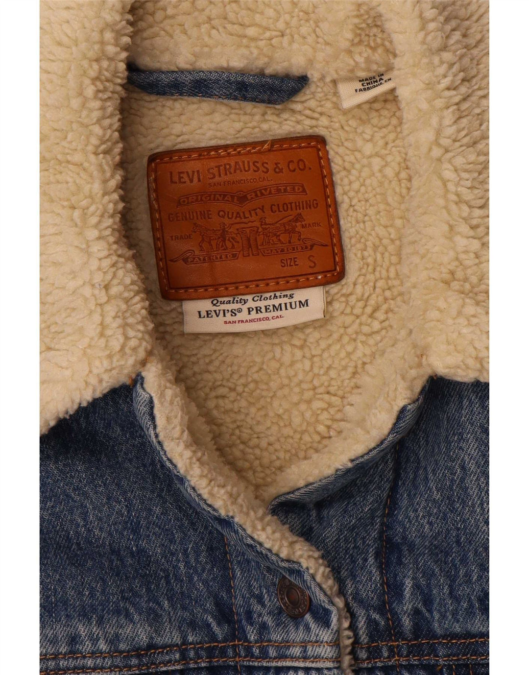 Damska kurtka jeansowa oversize Levi's Sherpa UK 10 Small, niebieska, bawełniana