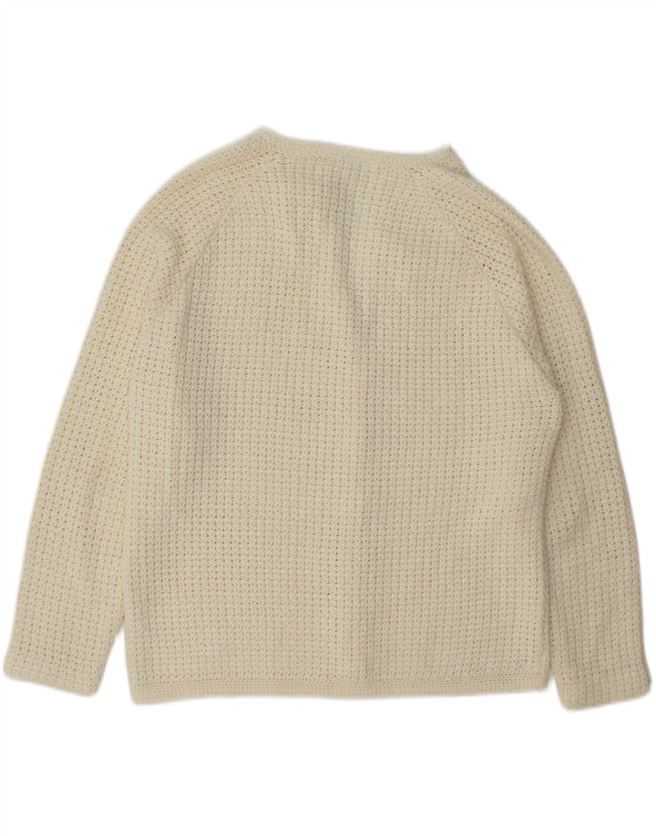 VINTAGE Womens Cardigan Sweater UK 14 Large Off White Vintage Vintage and Second-Hand Vintage from Messina Hembry 
