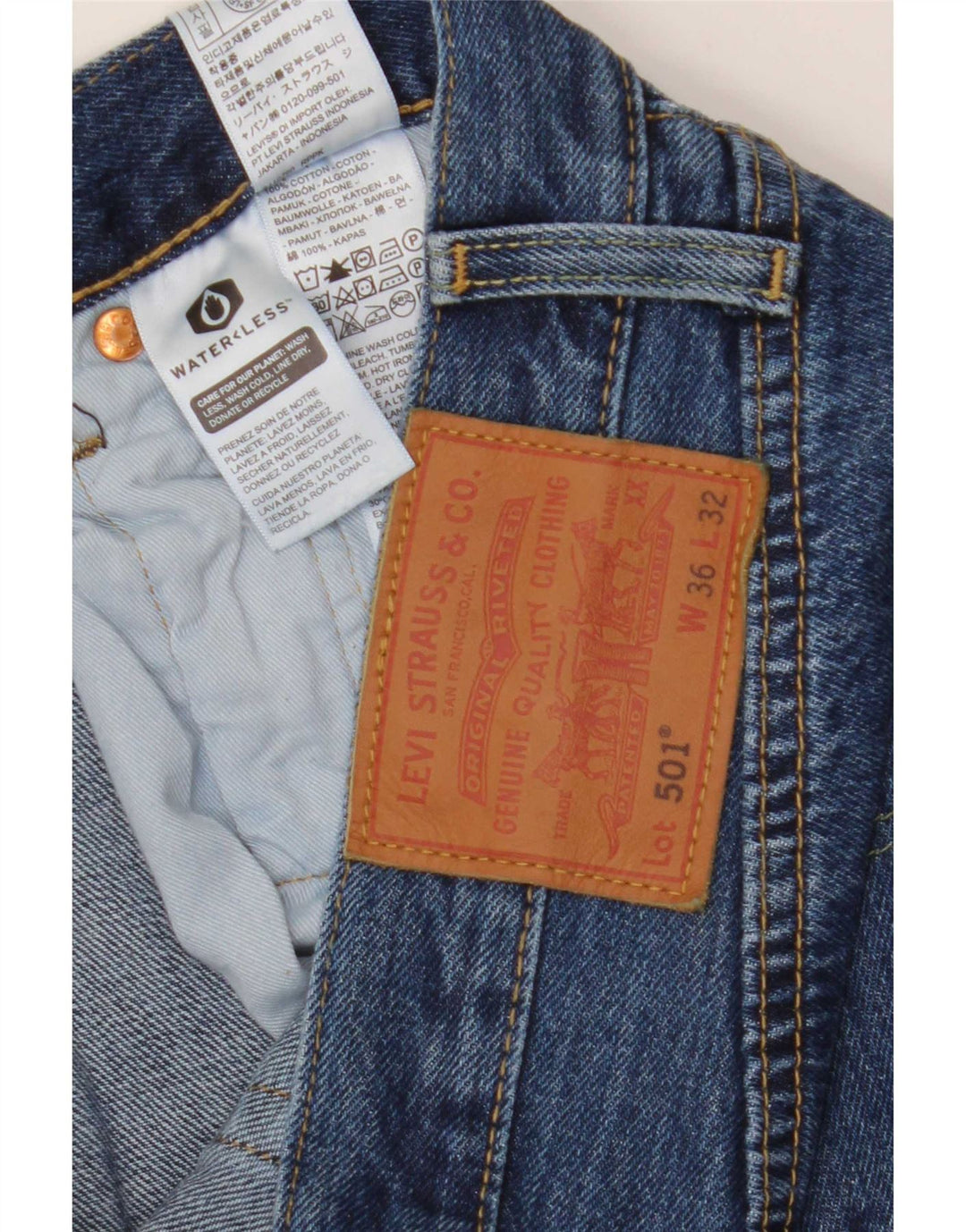 Męskie spodenki jeansowe Levi's 501 W36, duże, niebieskie, bawełniane