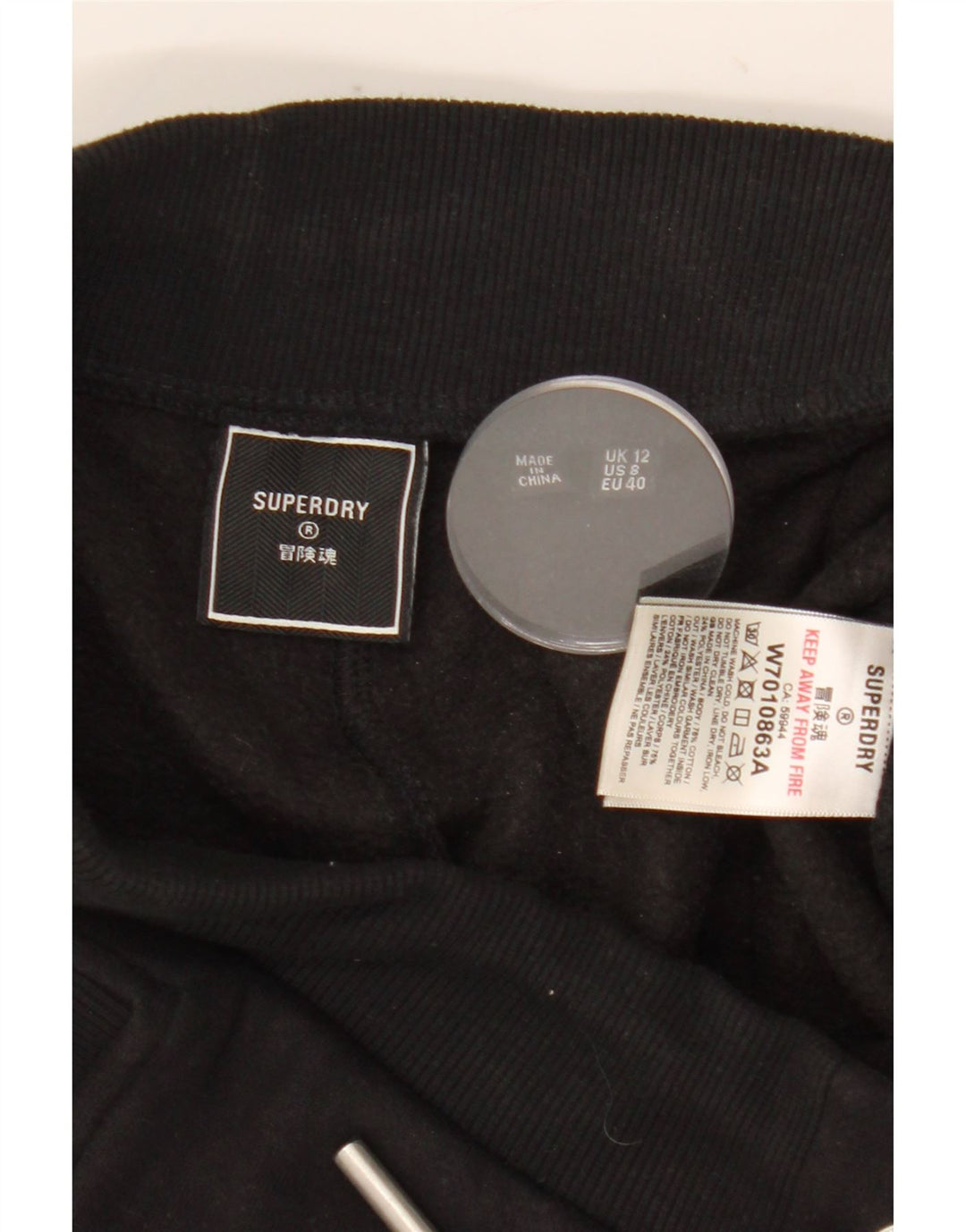 Damskie spodnie dresowe SUPERDRY Joggers UK 12 Średnia czarna bawełna