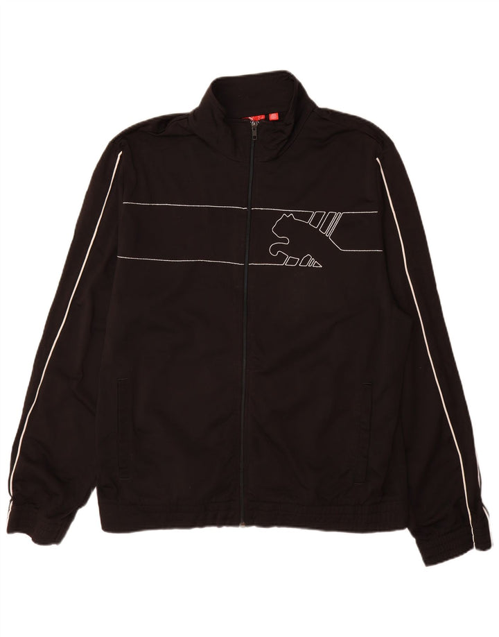 Męska kurtka dresowa Puma z grafiką, duża, czarna, poliestrowa w paski, sportowa