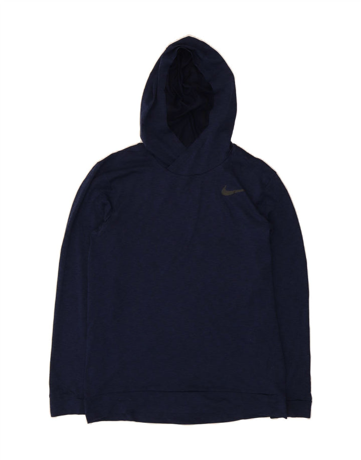 NIKE Mens Dri Fit Hoodie Jumper Medium Navy Blue Flecked Polyester Vintage Nike and Second-Hand Nike from Messina Hembry 