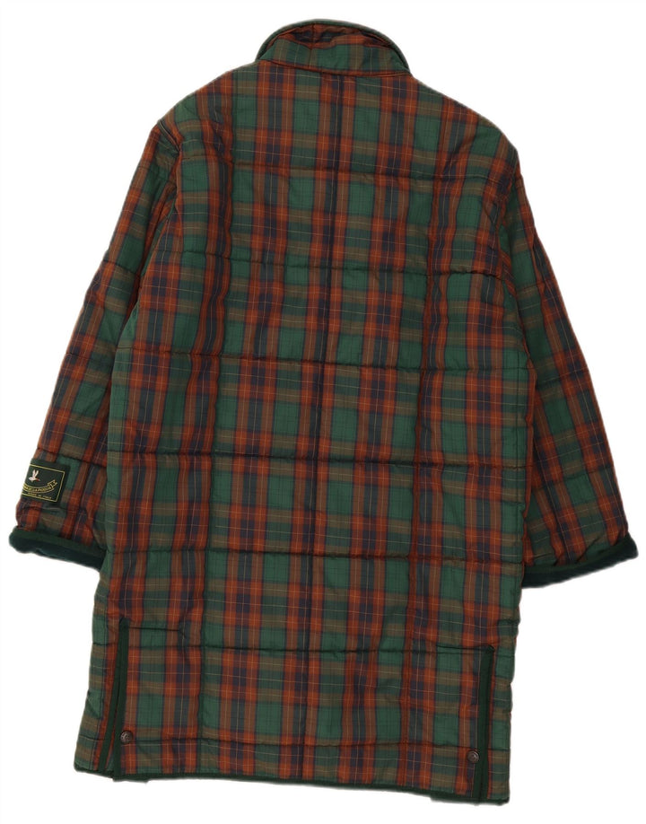 Vintage damski płaszcz ocieplany UK 18 XL w zieloną kratę