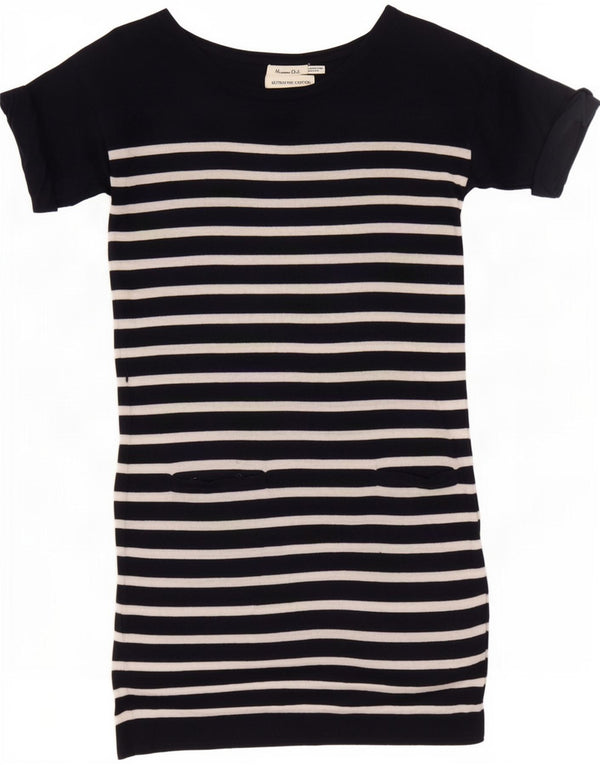 Massimo Dutti T-shirt damski sukienka UK 12 Średni granatowy w paski bawełniany