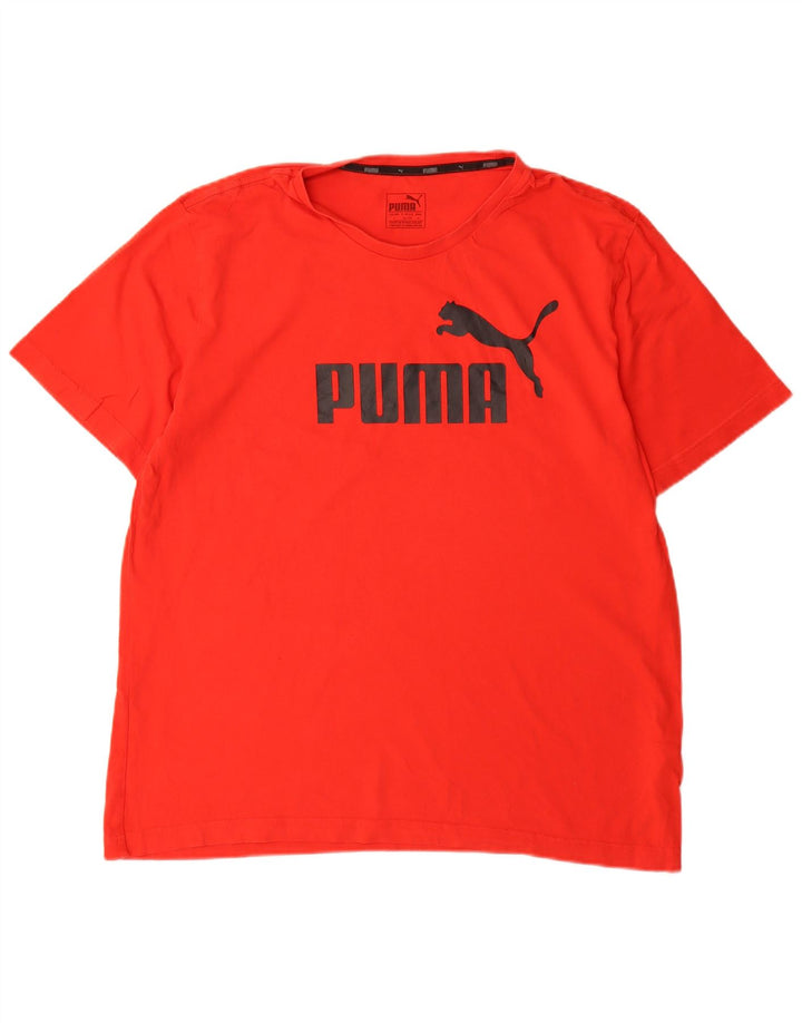 Męski T-shirt z grafiką Puma, duży, czerwony, bawełniany