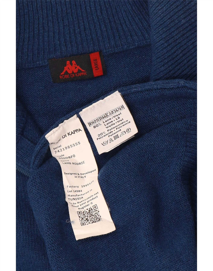 Męski sweter Kappa z zamkiem błyskawicznym, duży, granatowy, wełniany