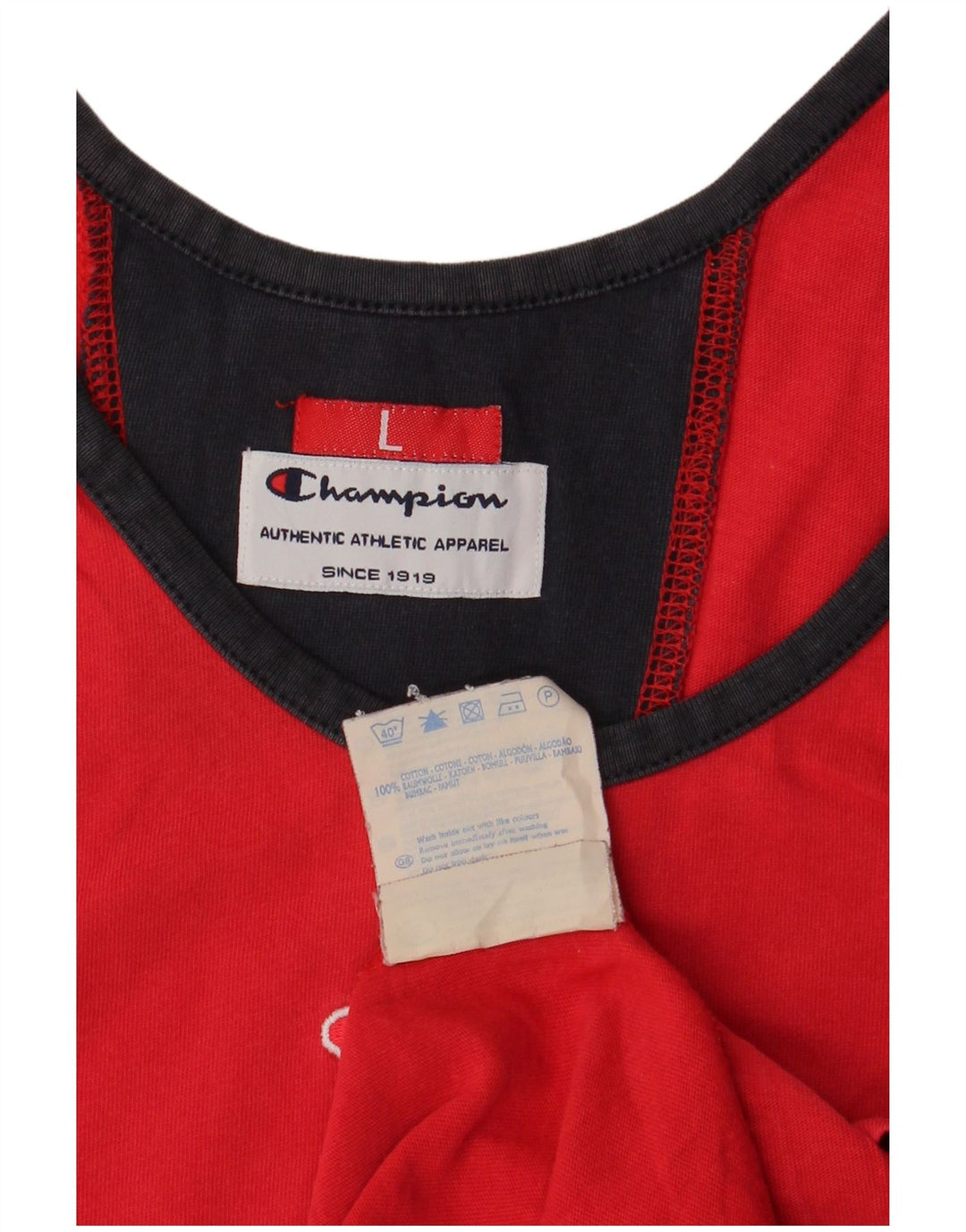Męska kamizelka Champion, duża, czerwona, bawełniana koszulka z blokami kolorów