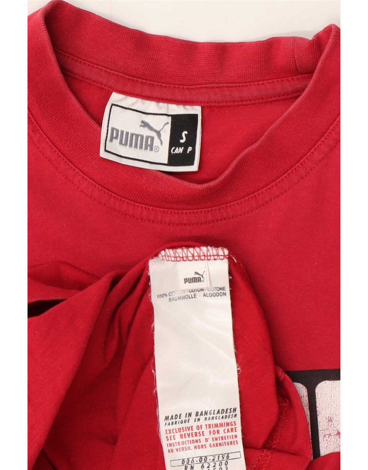 Męski T-shirt z grafiką Puma, mały, czerwony, bawełniany