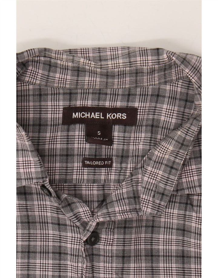 MICHAEL KORS Mens Tailored Fit Flannel Shirt Small Grey Check Cotton Vintage Michael Kors and Second-Hand Michael Kors from Messina Hembry 
