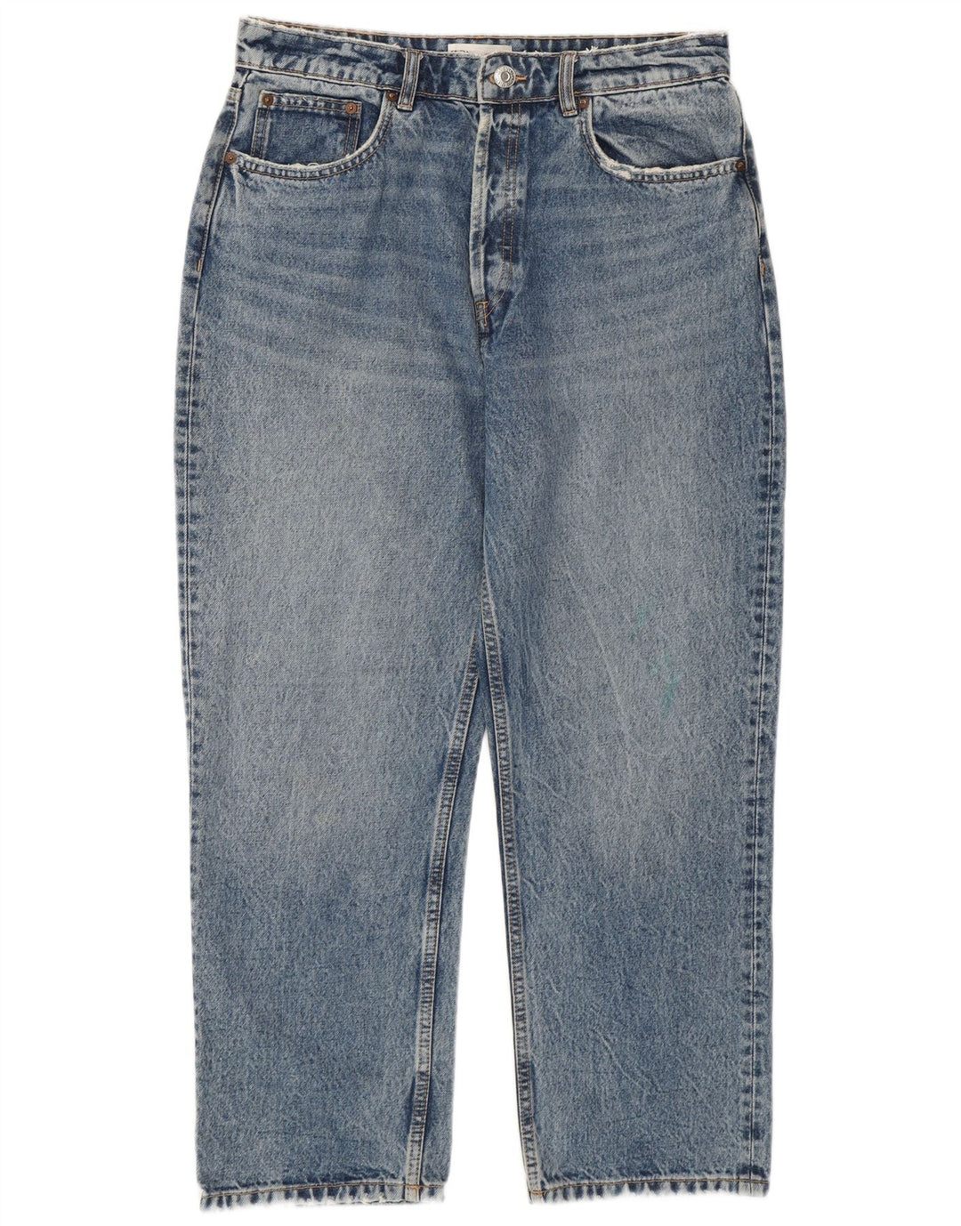 Damskie jeansy z wysokim stanem Zara, EU 44 XL W34 L26, niebieska bawełna