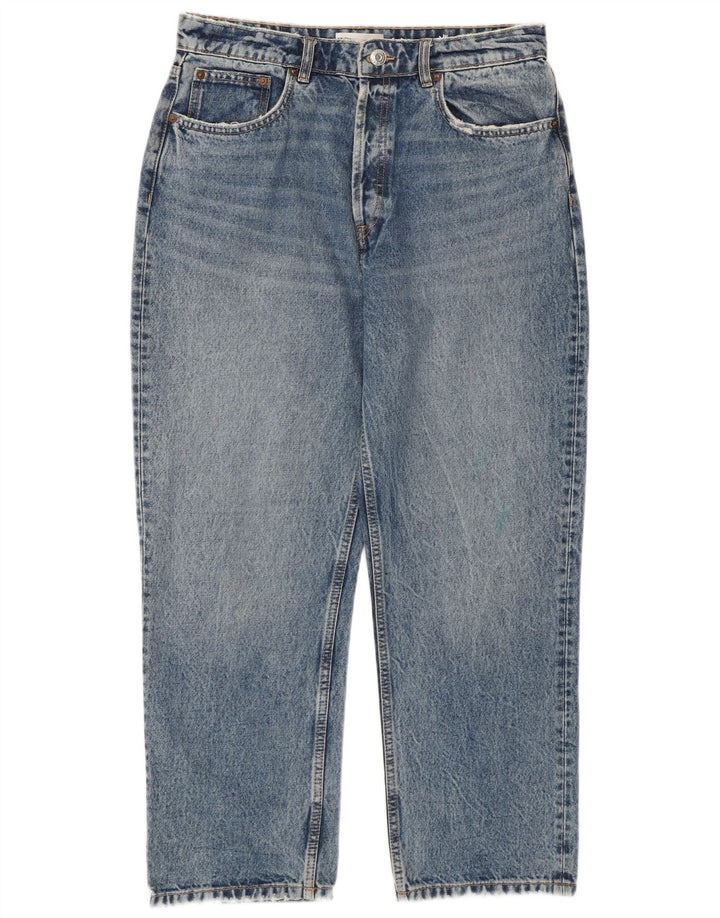 Damskie jeansy z wysokim stanem Zara, EU 44 XL W34 L26, niebieska bawełna