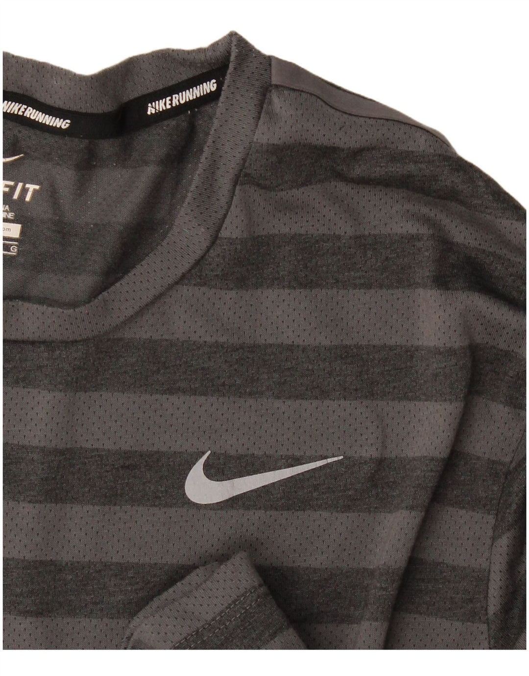 Męski T-shirt Nike Dri Fit, duży, szary poliester w paski