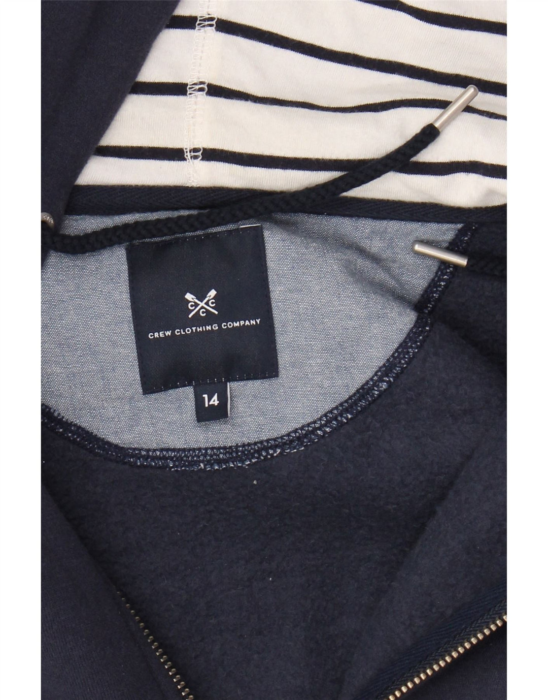 CREW CLOTHING Damski sweter z kapturem i zamkiem UK 14, średni granatowy, bawełniany