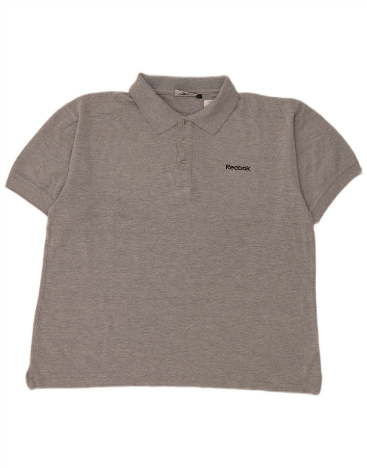 Męska koszulka polo Reebok, duża, szara, bawełniana w plamki