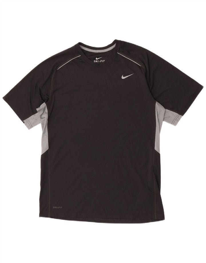Męski T-shirt Nike Dri Fit, duży, czarny poliester z blokami kolorów
