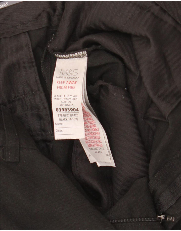 Marks & Spencer Spodnie chłopięce slim garniturowe 14-15 lat W30 L30 Czarny poliester