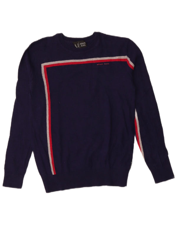 Damski sweter z wycięciem pod szyją Armani Jeans UK 14 Średni granatowy