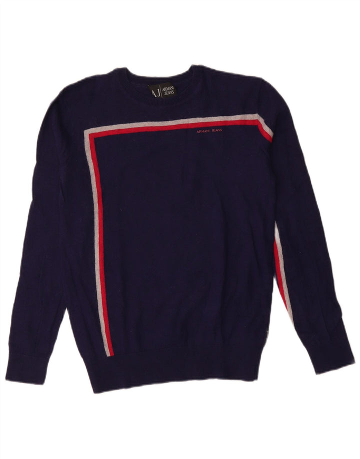 Damski sweter z wycięciem pod szyją Armani Jeans UK 14 Średni granatowy