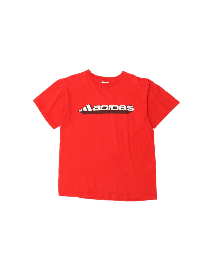 ADIDAS Mens Graphic T-Shirt Top Medium Red Vintage Adidas and Second-Hand Adidas from Messina Hembry 