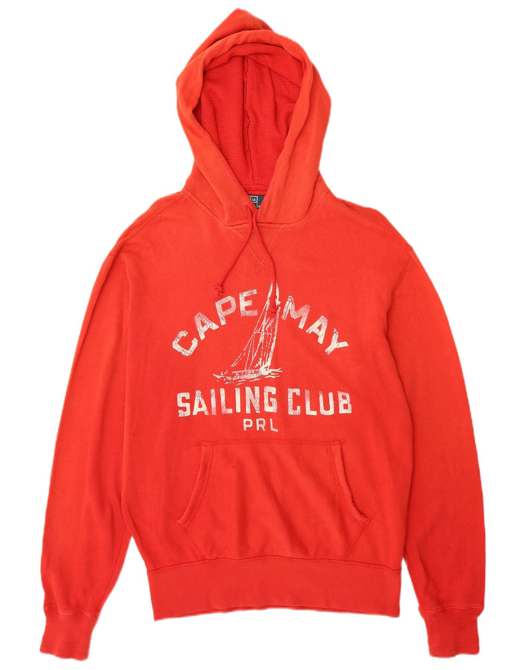 Męski sweter z kapturem Polo Ralph Lauren z grafiką, średnio czerwony, bawełniany