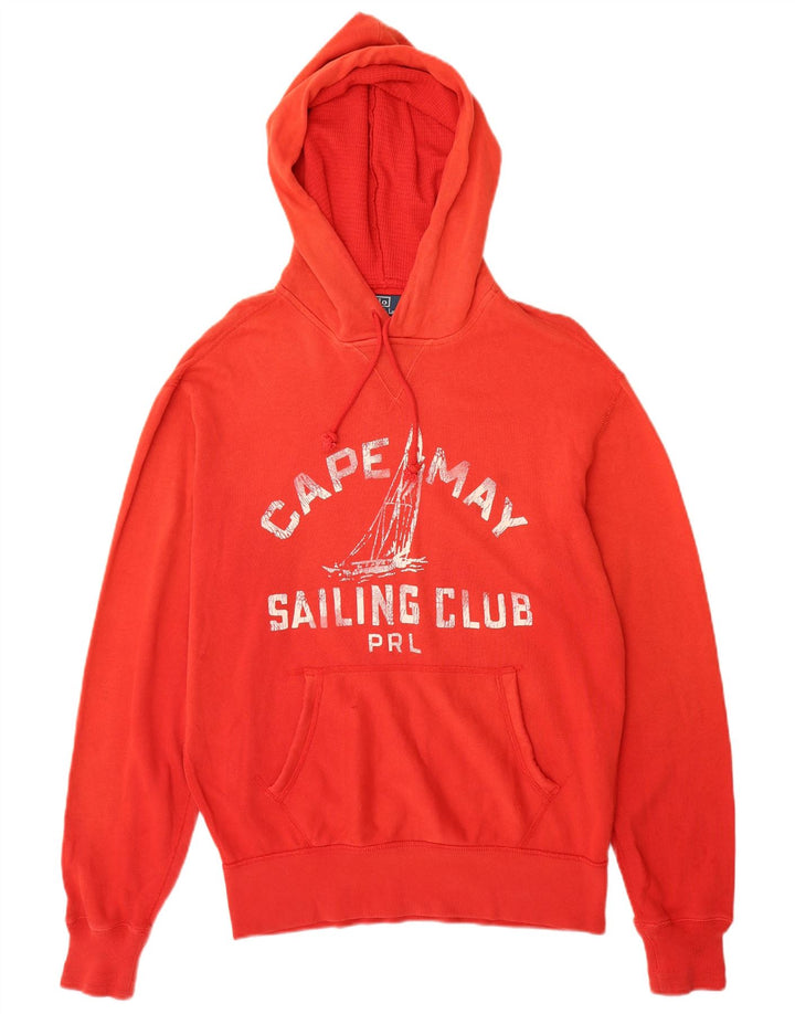 Męski sweter z kapturem Polo Ralph Lauren z grafiką, średnio czerwony, bawełniany